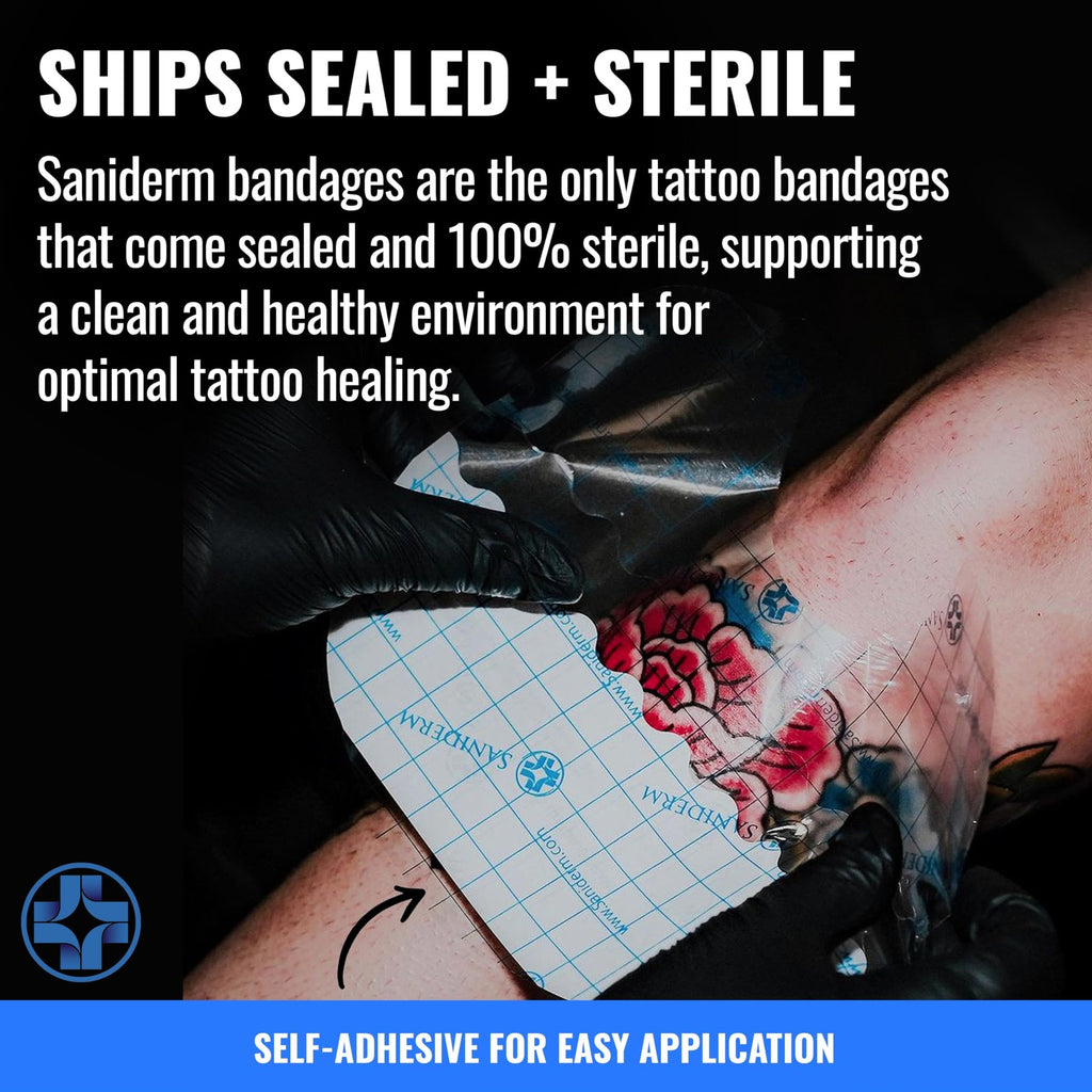 Saniderm Tattoo Aftercare Bandage, 10.2 in x 2 yd – Original Waterproof Breathable