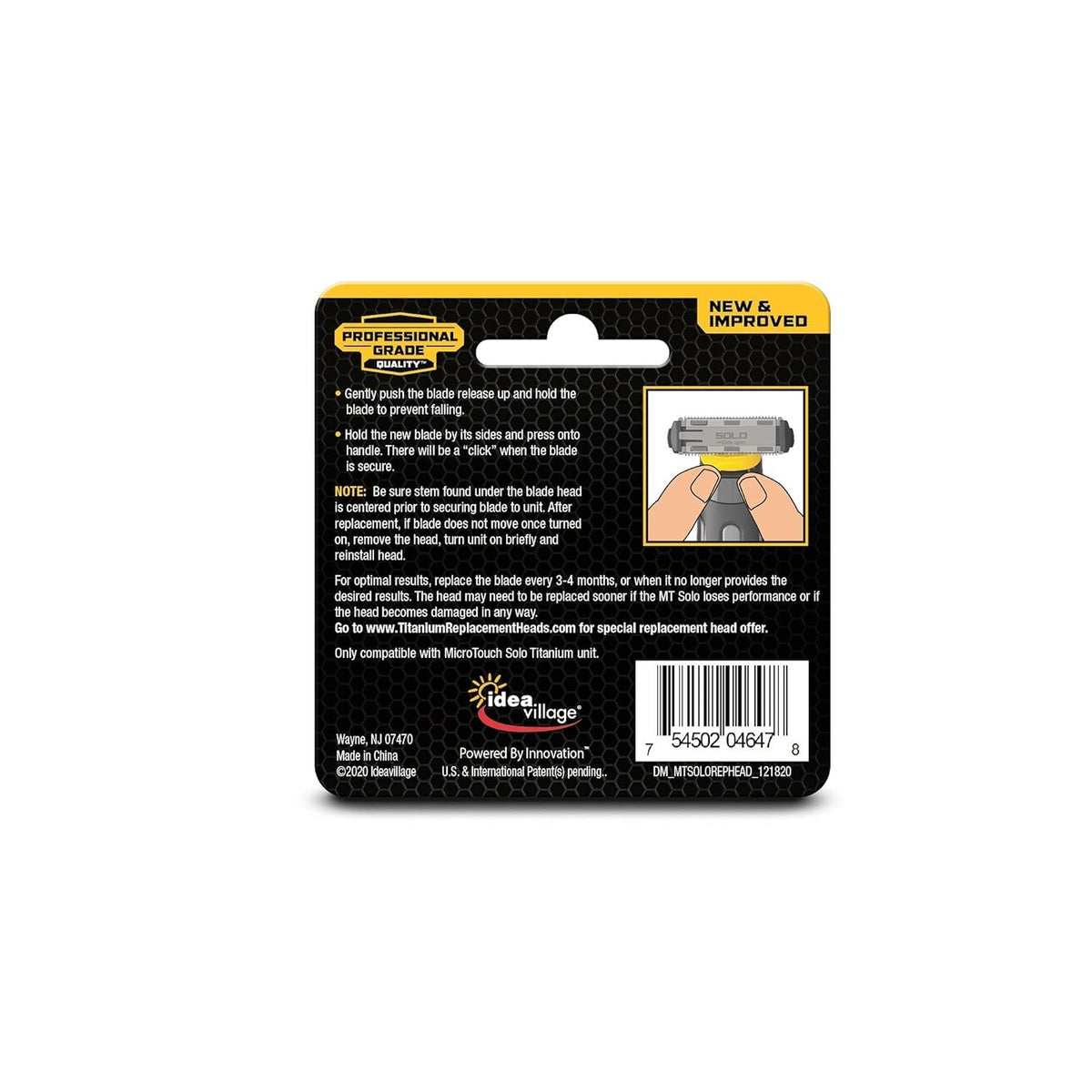 Titanium Replacement Blade for Microtouch Solo Hair Trimmer - Lightweight & Durable