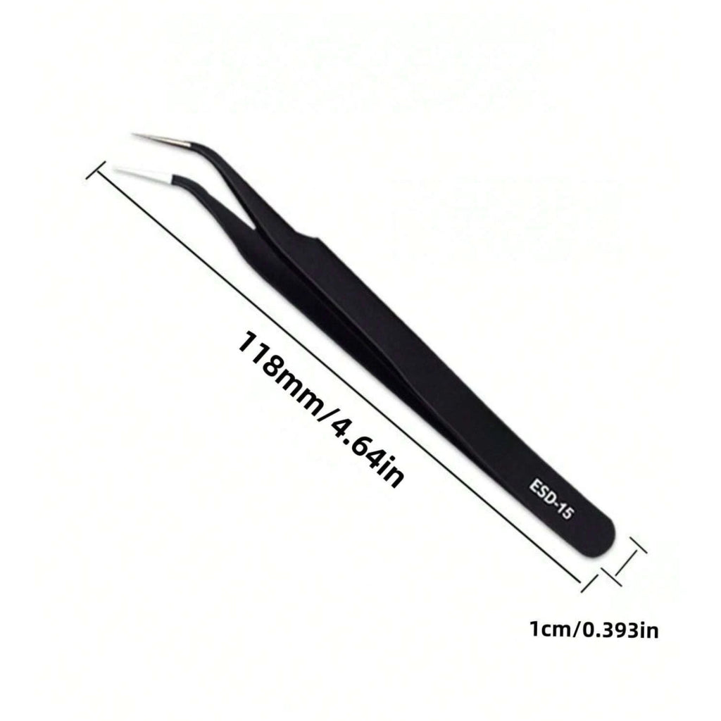 6-Piece Stainless Steel Precision Tweezers Set - Straight & Curved Tips for Craft and Beauty
