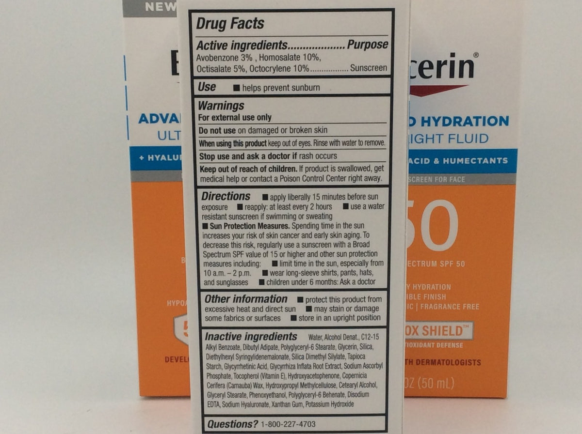 Eucerin Advanced Hydration SPF 50 Sunscreen - Lightweight, Hydrating Face Lotion, 3-Pack