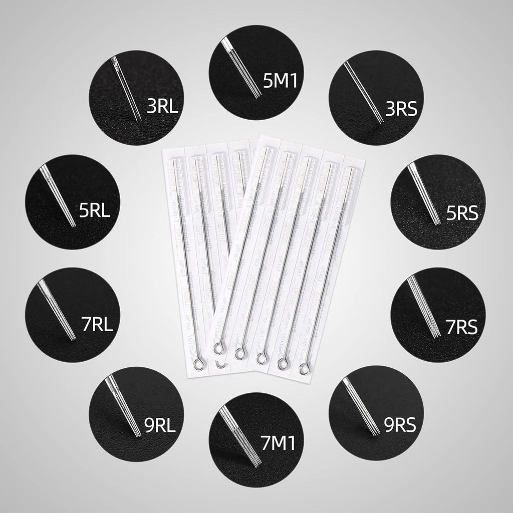 Disposable Tattoo Needles and Tips Set – 100 Sterilized Assorted