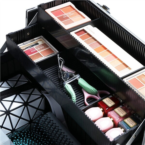 Professional 3-in-1 Makeup Train Case with Wheels and Large Storage