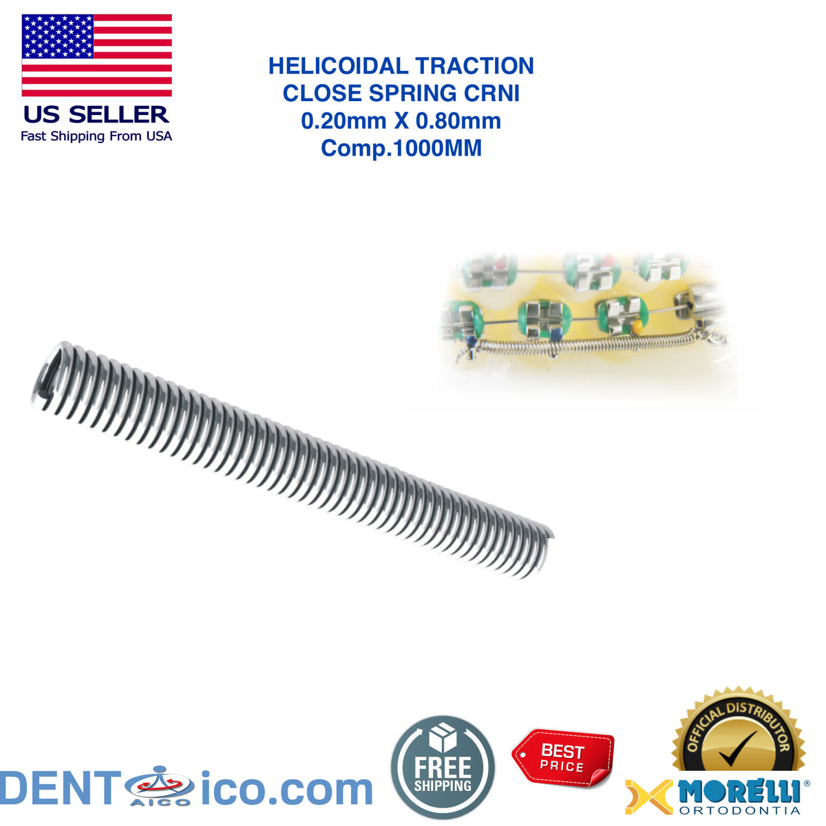 Orthodontic Helicoidal Close Spring 0.20x0.80mm for Dental Devices