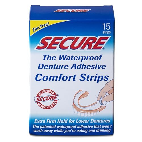 Waterproof Denture Adhesive Strips - Secure Fit, Zinc-Free, 15 Count