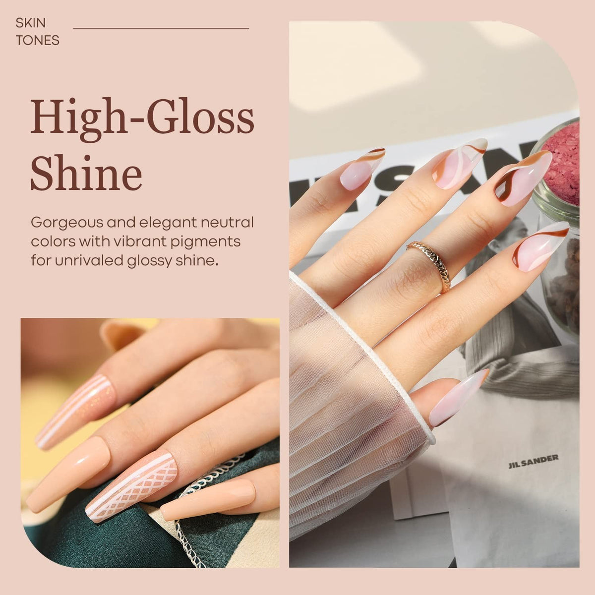 6 Color Gel Nail Polish Kit - Toxin-Free, Long-Lasting Shine & Gloss