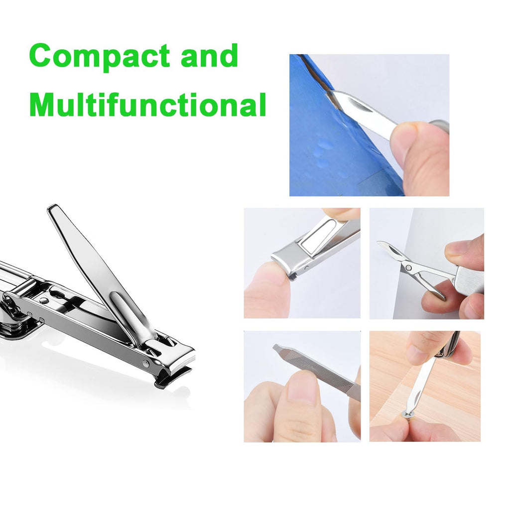 5-in-1 Multi Tool Nail Clippers Keychain Scissors Nail Files Portable Silver