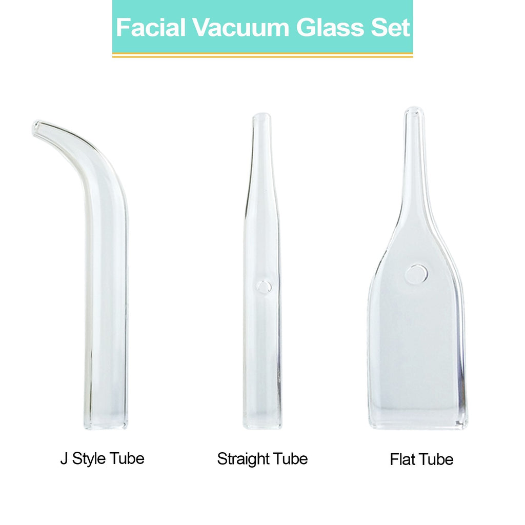 Vacuum Spray Glass Tube Set for Skin Care & Facial Extraction - 3 Pieces