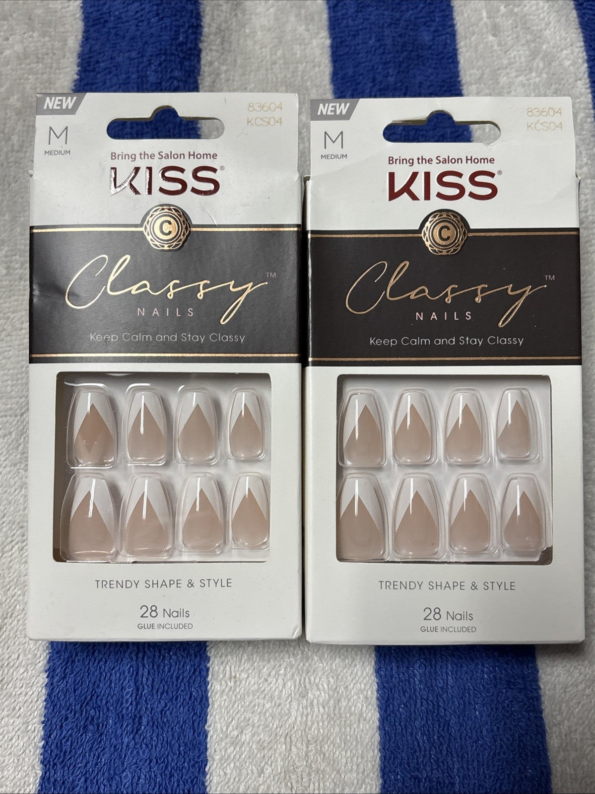 2-Pack Gel Fantasy Press On Nails French Manicure Long Size Med West Coast