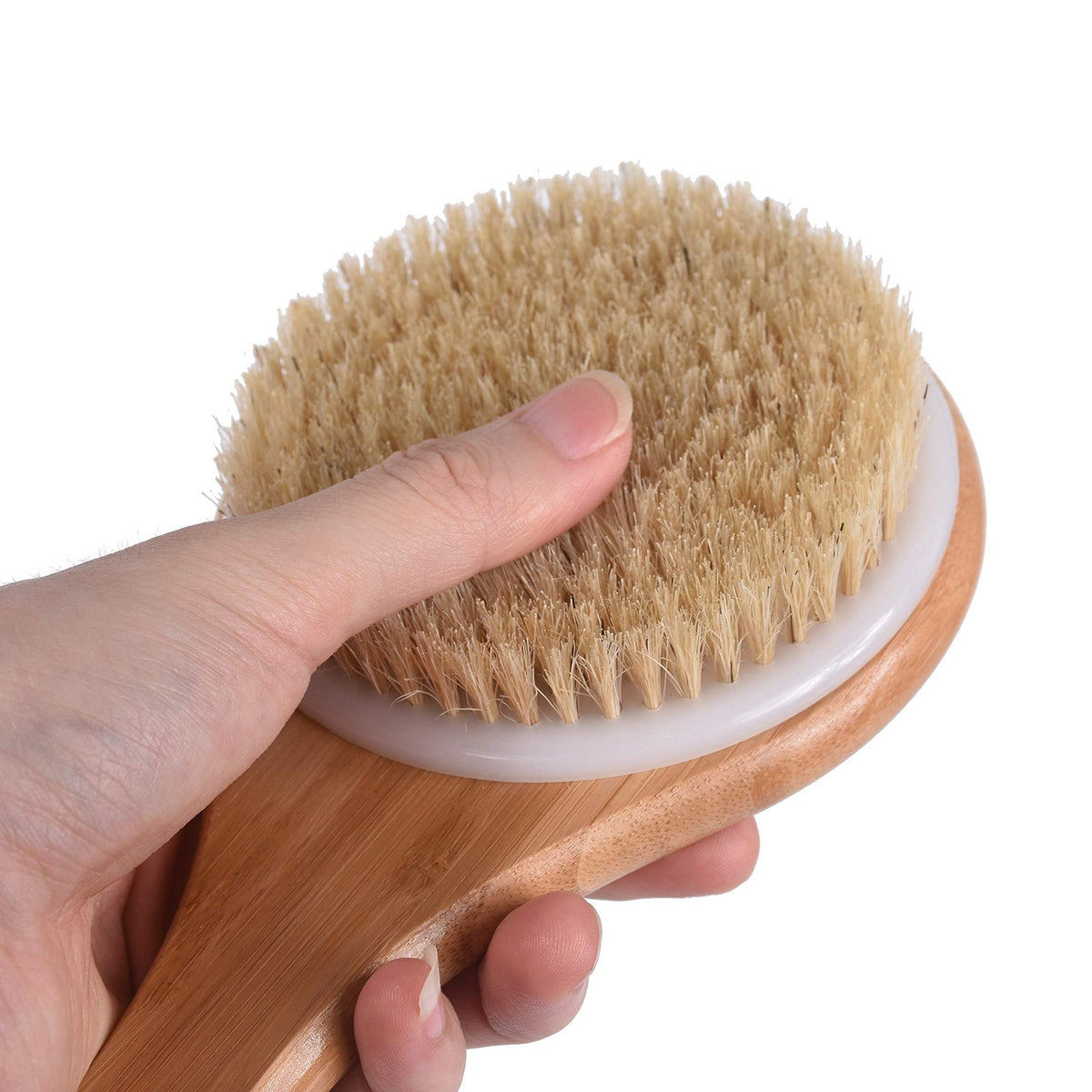 Wooden Bath Brush with Long Handle & Soft Natural Bristles for Shower & Dry Skin Care