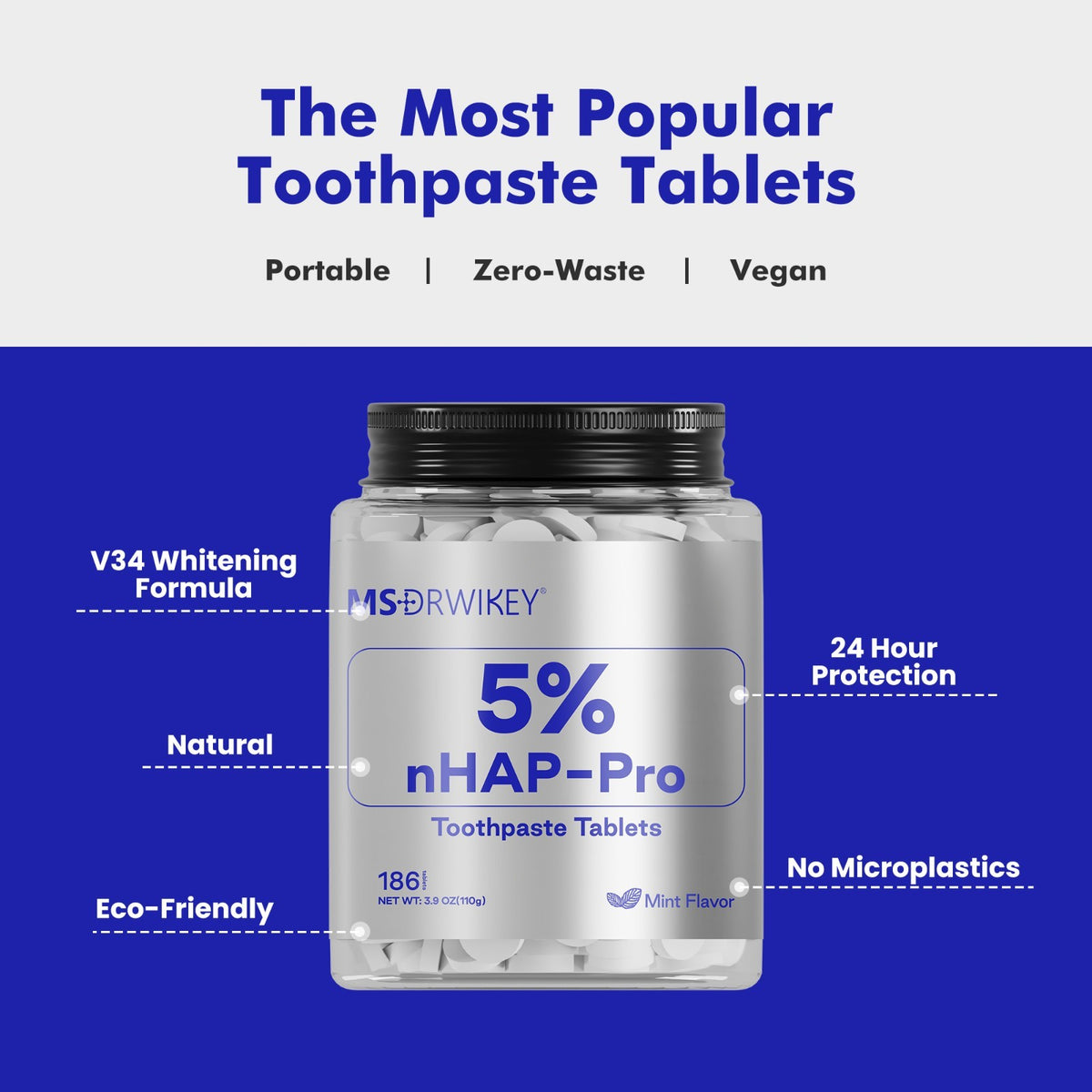 Hydroxyapatite Toothpaste for Enamel Strengthening and Sensitivity Relief - 186 Tablets