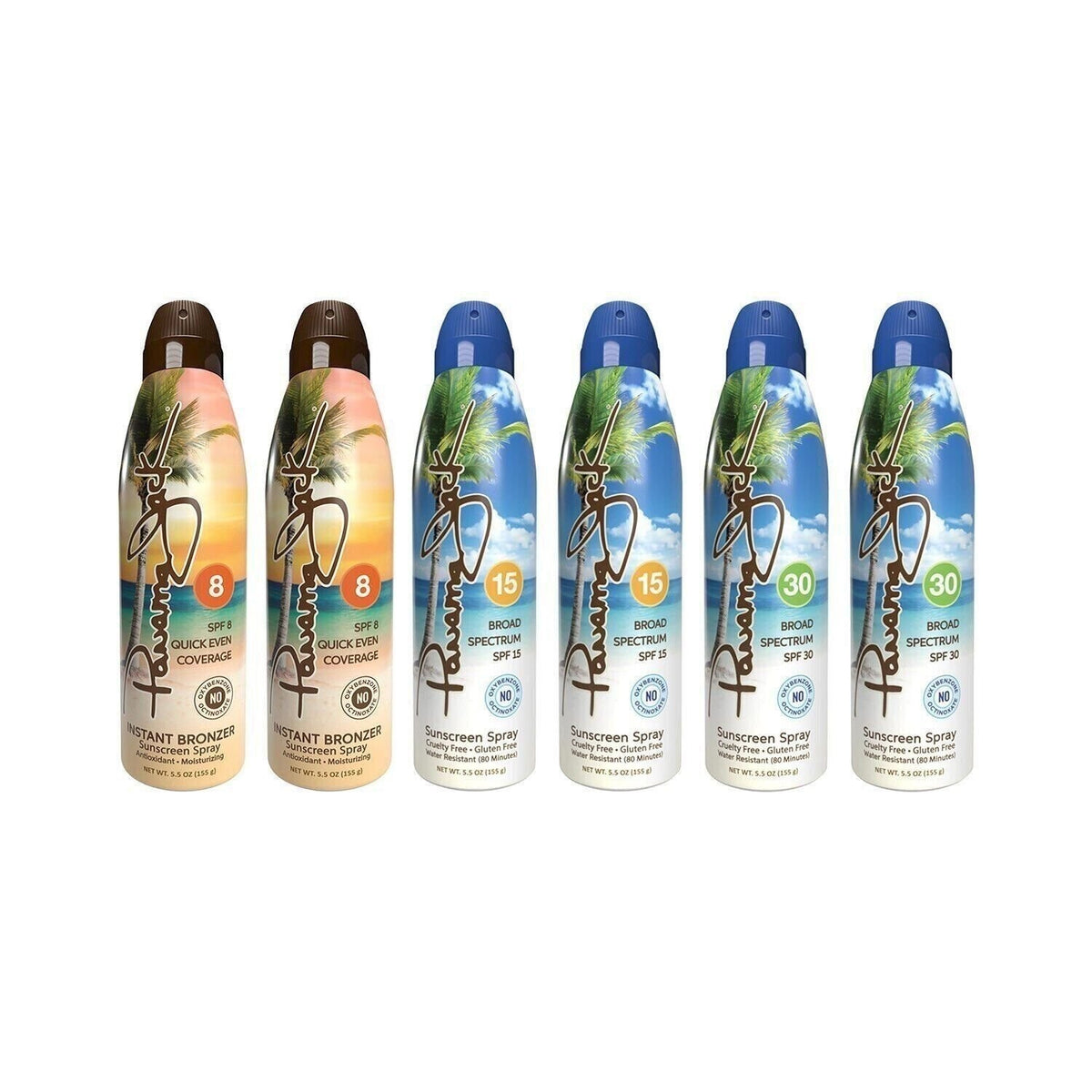 Sunscreen Spray Pack with SPF 8, 15, 30 & Bronzer SPF 8 - Panama Jack