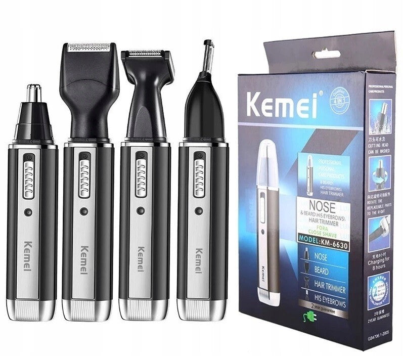 4-in-1 Rechargeable Beard Nose Ear Hair Trimmer Set - Waterproof