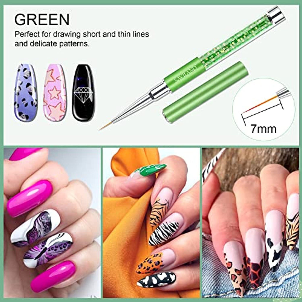 Professional Nail Art Liner Brush Set - 6 Fine Nail Art Brushes for Detailed Designs