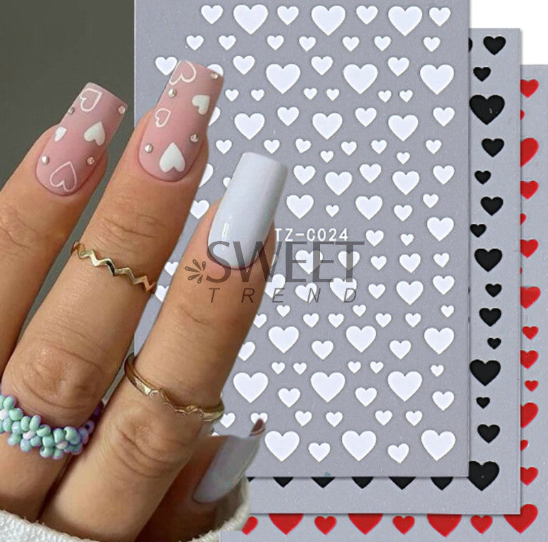 3 Sheets Nail Art Stickers Decals Transfer Valentine Heart Design