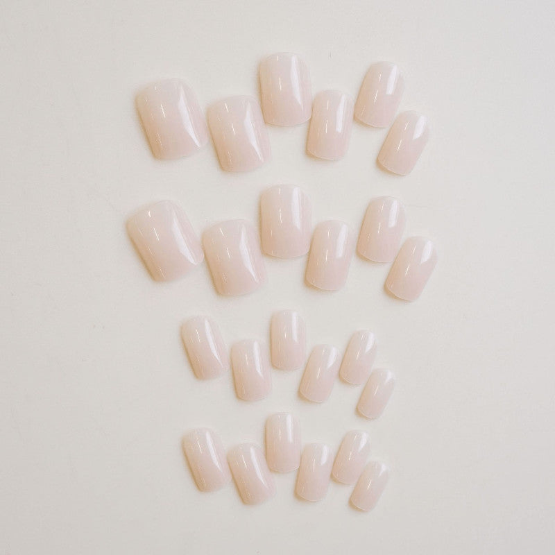 48P Short Round Press-On Nails - Nude Pink Solid Color Fake Nails