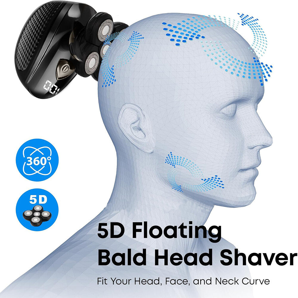 Electric Shaver for Men Wet & Dry Head & Beard Razor with 5 Attachments