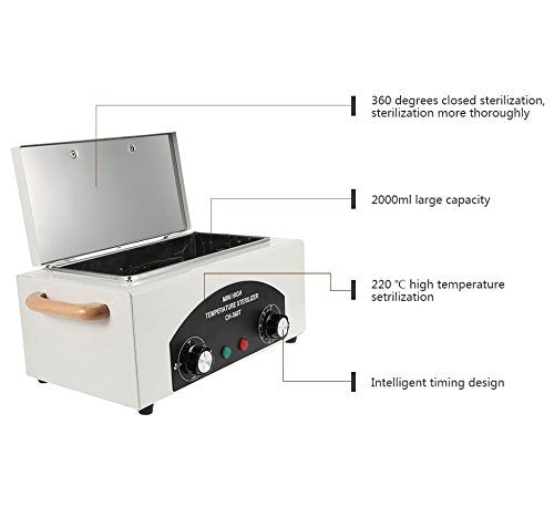 High Temperature Metal Tool Cleaning Box 110V 300W with Timer for Manicure Pedicure