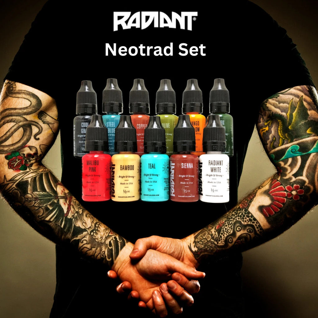 Neotraditional Tattoo Ink Set - 11 Colors 1/2 oz Bottles by Radiant Colors