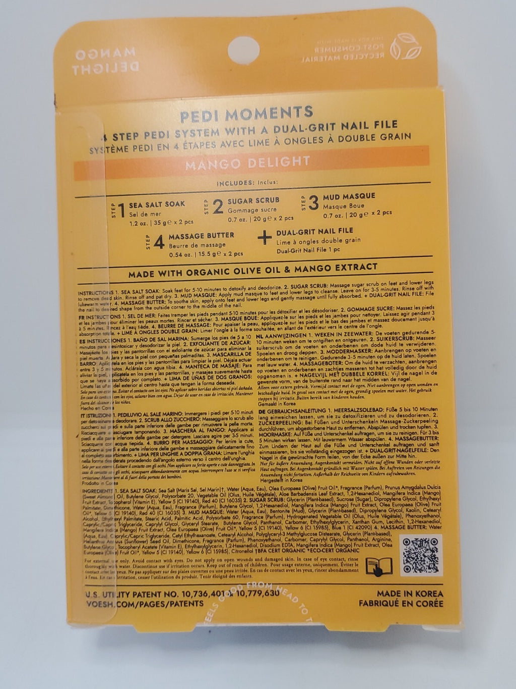 Voesh Pedi Moments Mango Delight 4-Step Pedicure Set - Two Sets in a Box