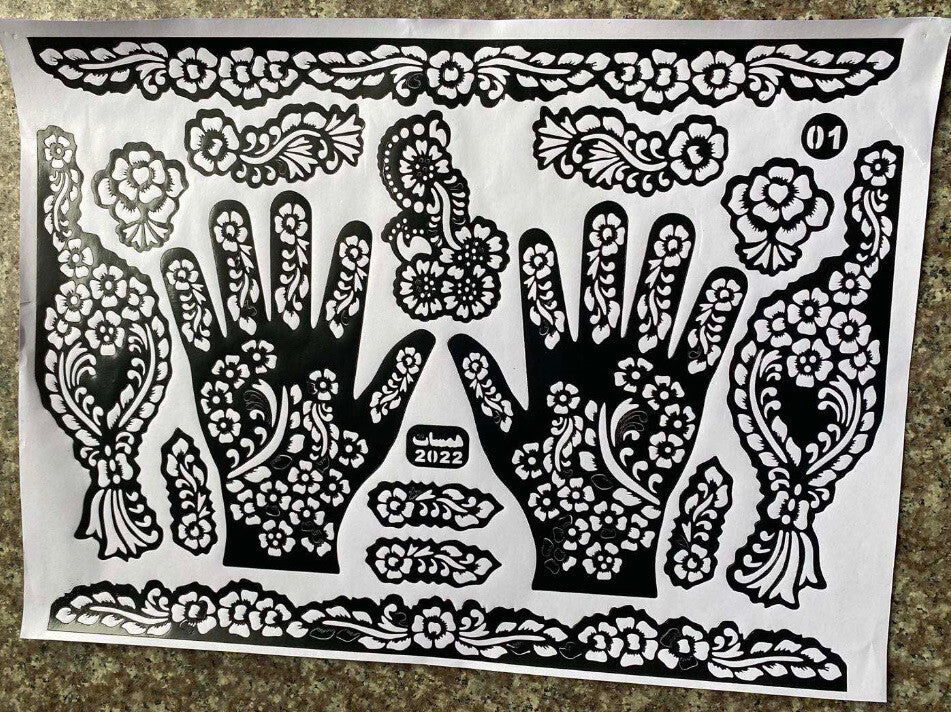 Henna Tattoo Stencil Sheets - Reusable DIY Temporary Tattoo Decals