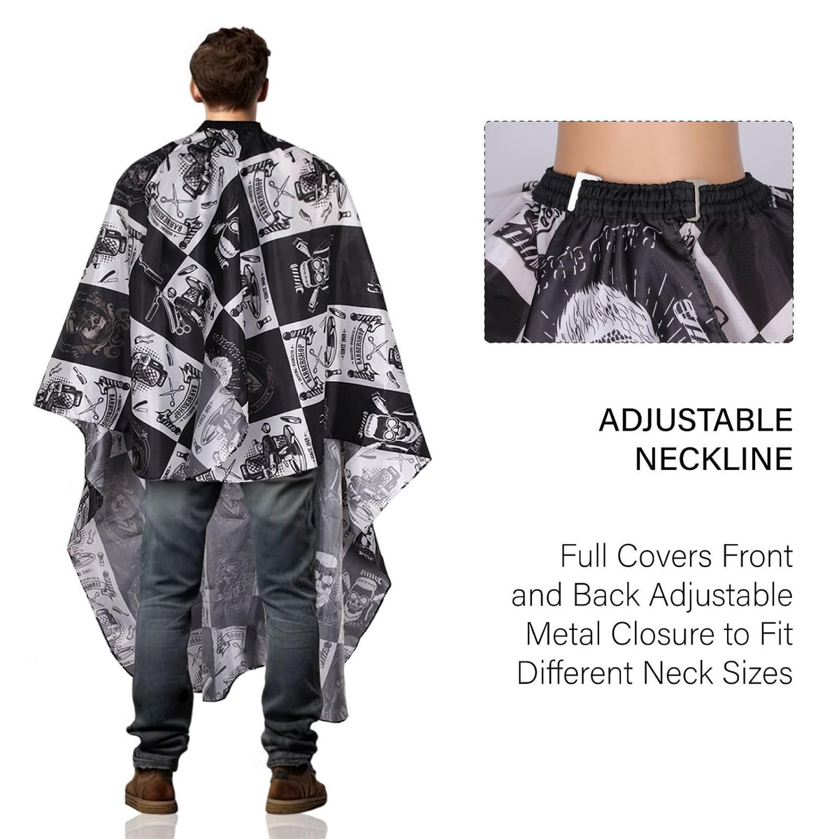 Waterproof Barber Cape with Adjustable Snap Closure 64x56 Inches for Haircut & Styling