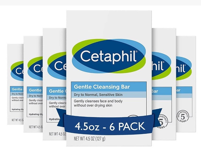 Cetaphil Gentle Cleansing Bar Soap Dry to Normal Sensitive Skin 6 Bars