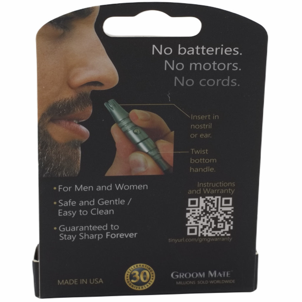 Nose Hair Trimmer Cutter Stainless Steel No Batteries - Groom Mate XL