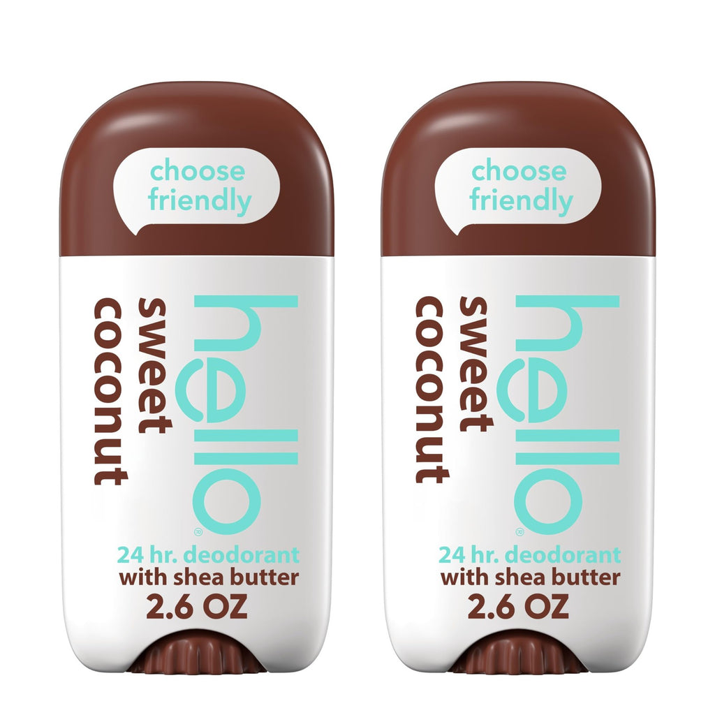 Vegan Aluminum-Free Deodorant with Shea Butter - Sweet Coconut Scent, 2 Pack