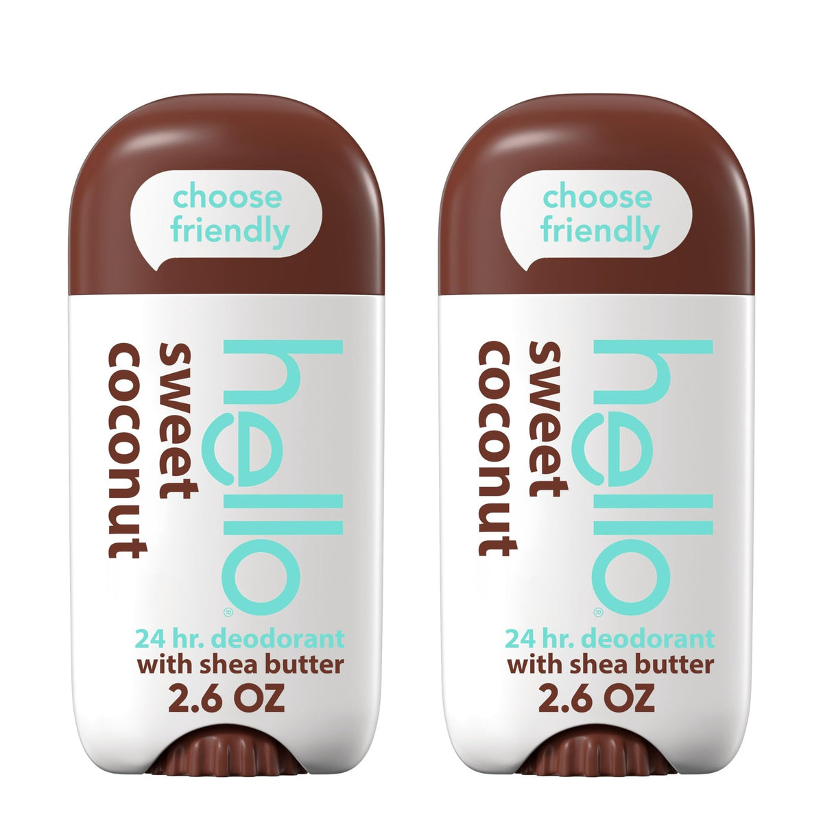 Vegan Aluminum-Free Deodorant with Shea Butter - Sweet Coconut Scent, 2 Pack