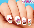 Waterslide Cupcake Nail Decals Set of 20 Assorted Designs - Nail Art Accessories