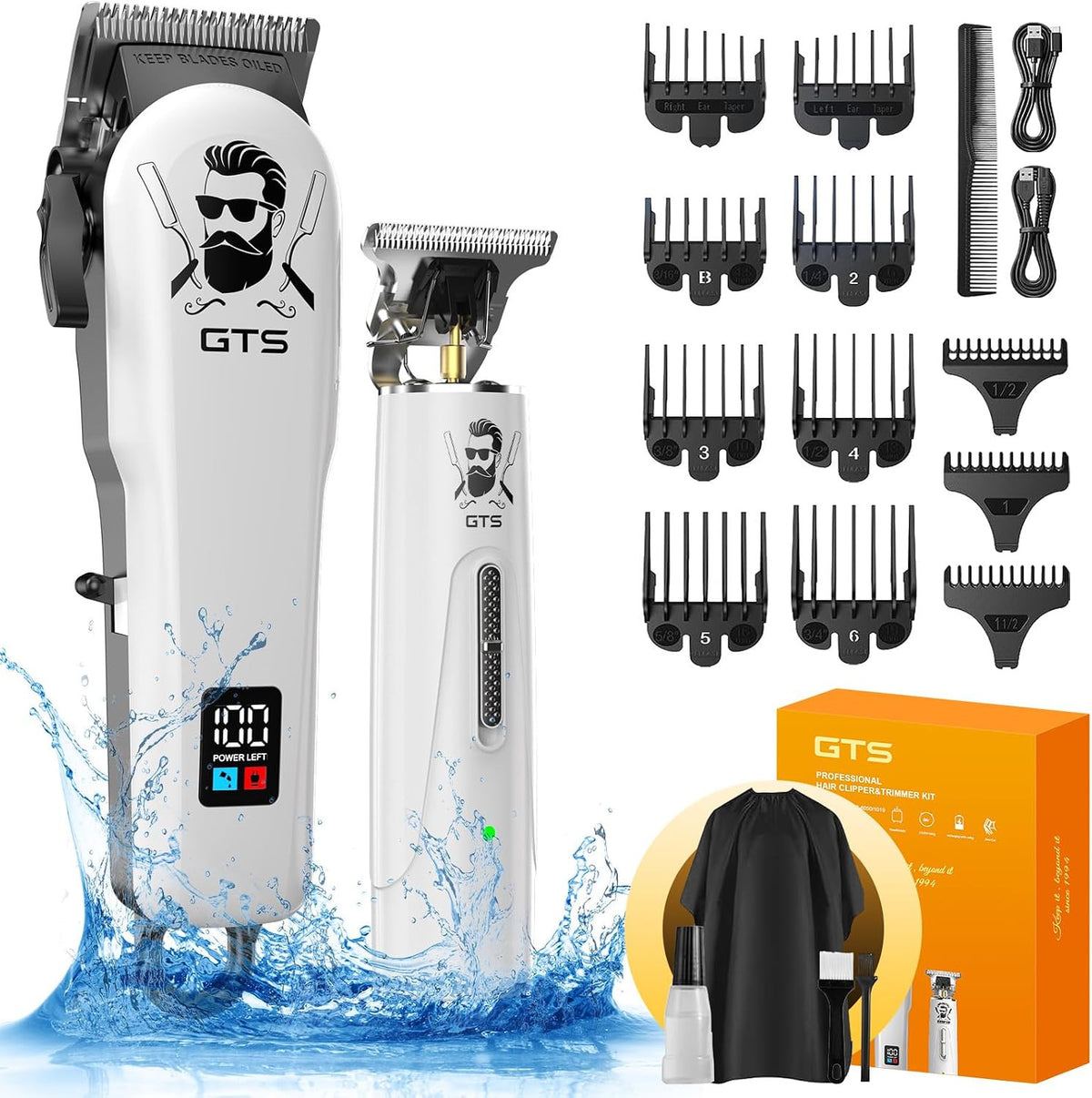 Men's Hair Clippers and Trimmer Set - Professional Cordless Grooming Kit