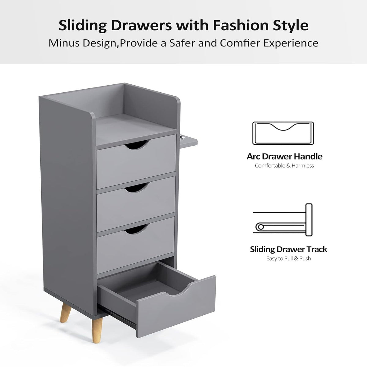 4-Layer Salon Storage Cabinet for Hair Stylist Stations Grey