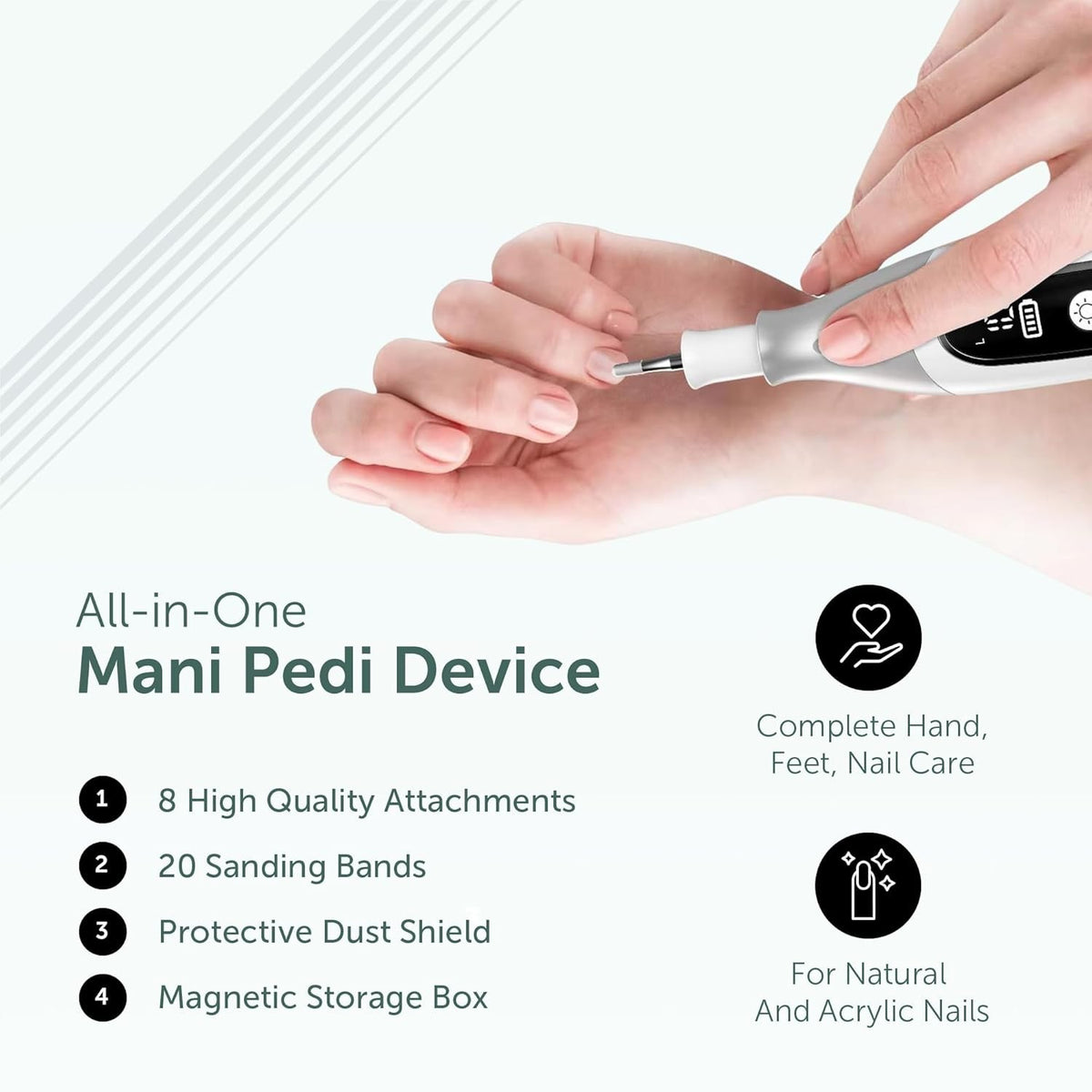 Cordless Electric Nail Drill Set for Manicure Pedicure Thick Toenail Filing