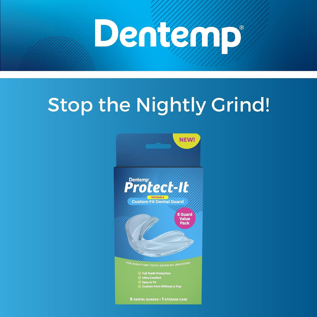 Protect-It Custom Fit Night Mouth Guard 4-Pack for Teeth Grinding & Sleep Protection