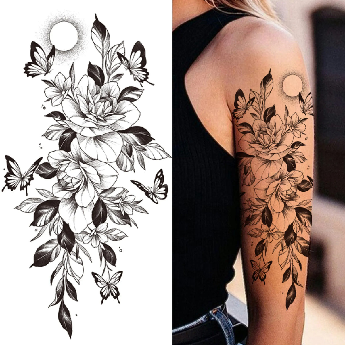 Full Arm Temporary Tattoos Sleeve for Men and Women – Realistic Warrior Design