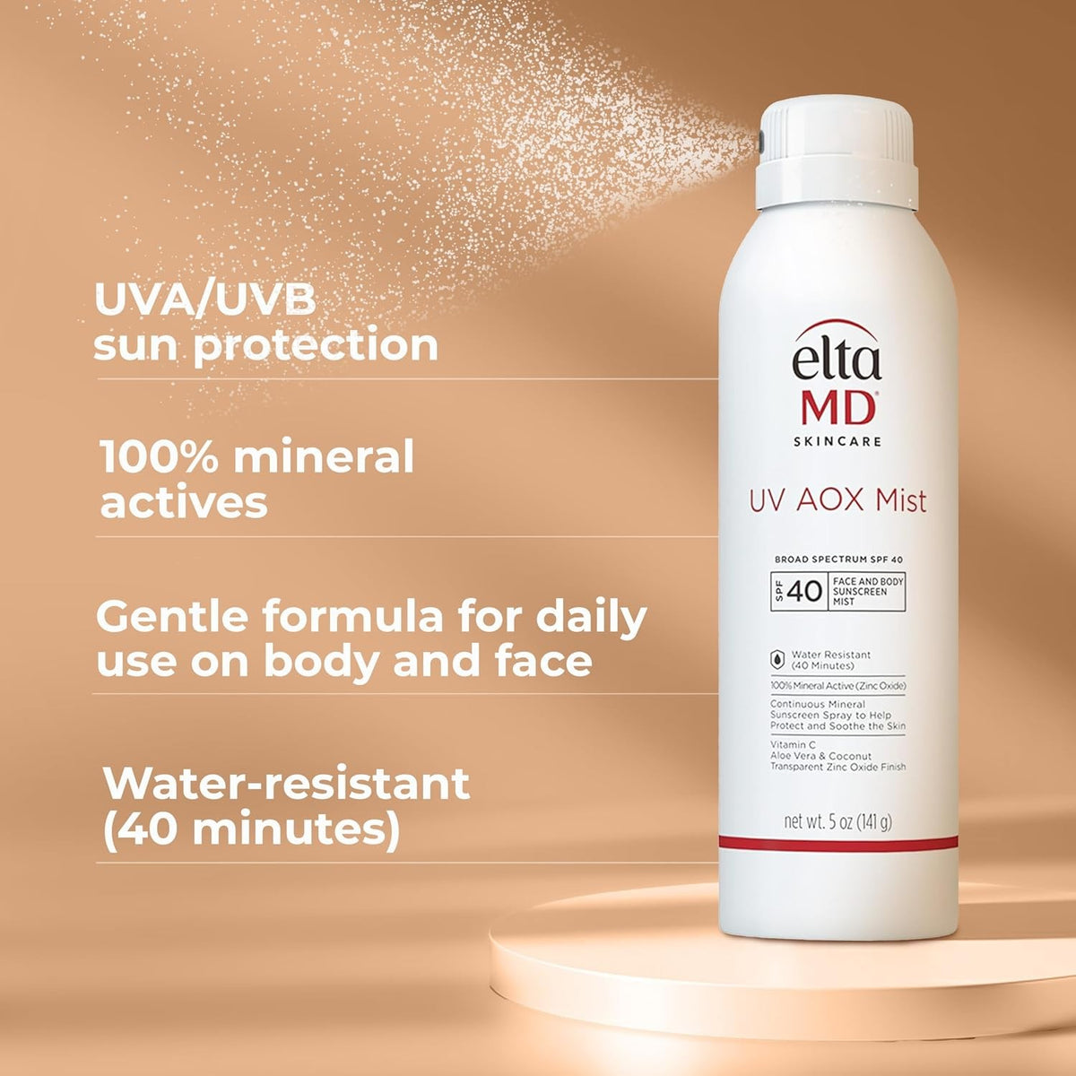 Mineral Sunscreen Spray SPF40 Face & Body Mist Hydrating Water-Resistant