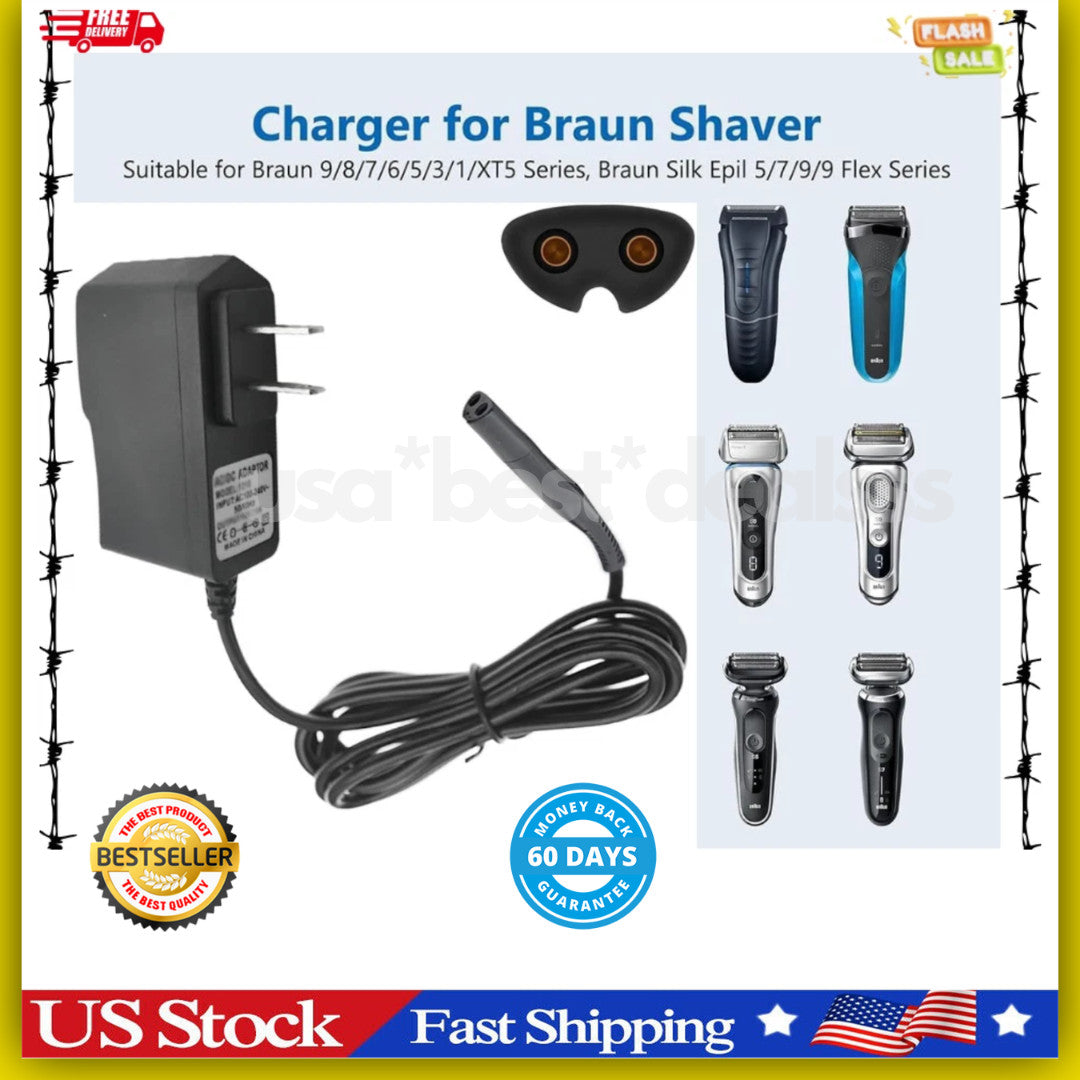 Wall Charger Cord for Braun Electric Shavers Series 3-9 - Power Supply Cable