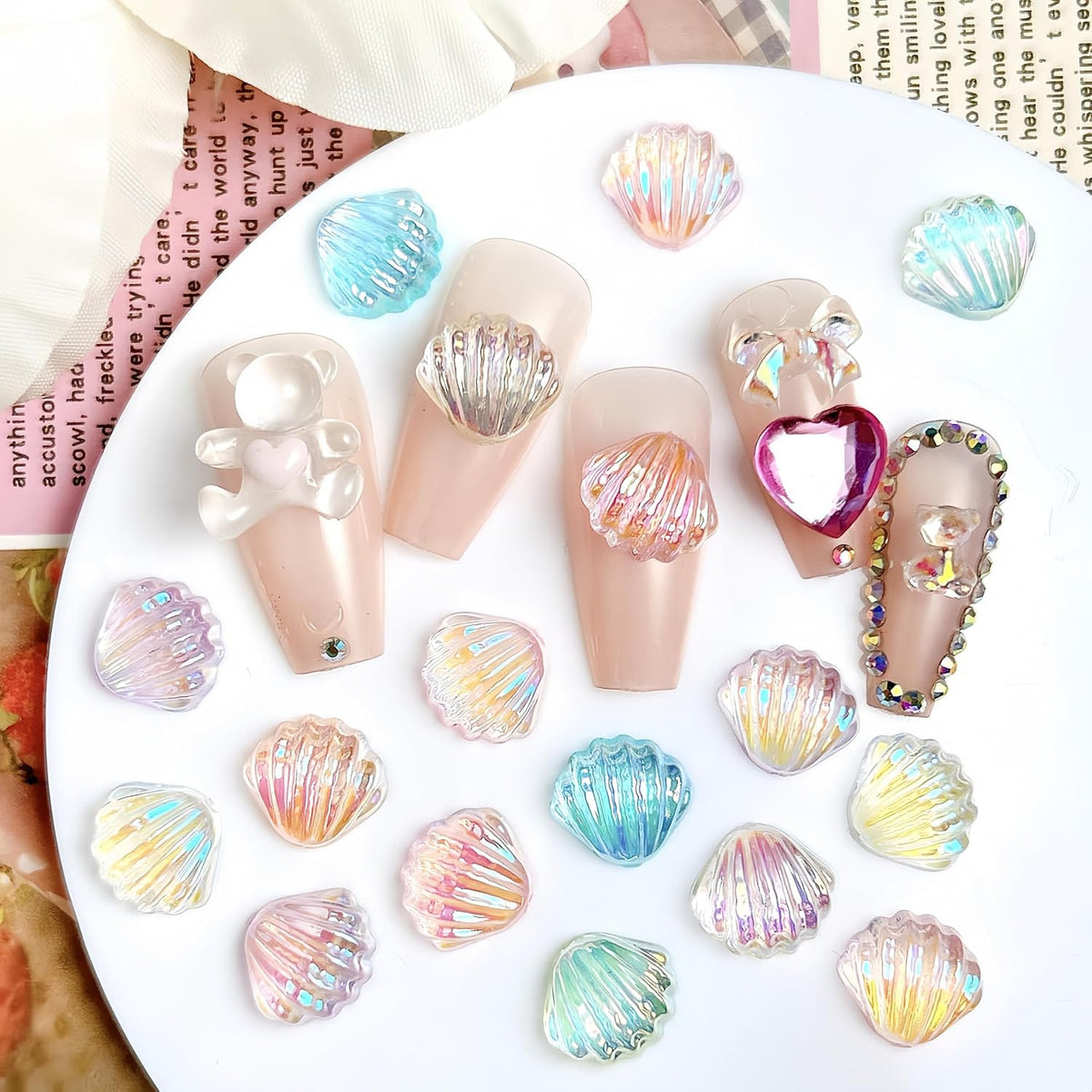 250Pcs Seashell Nail Charms - 3D Resin Ocean Beach Nail Art Accessories