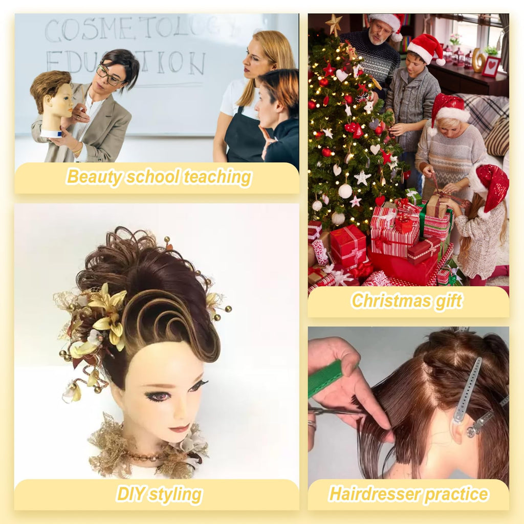 Mannequin Head with 80% Human Hair for Cosmetology Hair Styling Practice