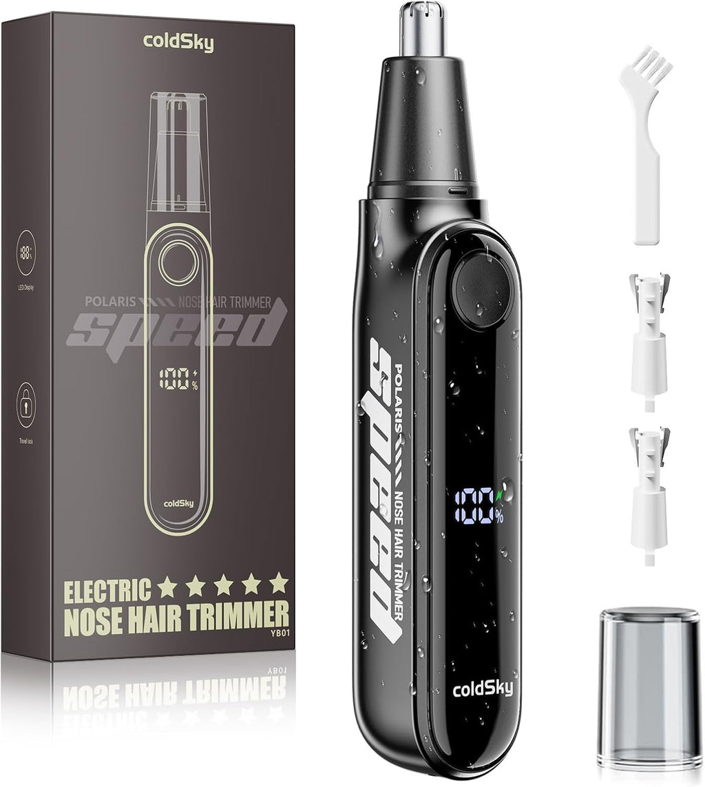 Men Women Ear Nose Hair Trimmer with LED Display USB Rechargeable Dual-Edge Blades
