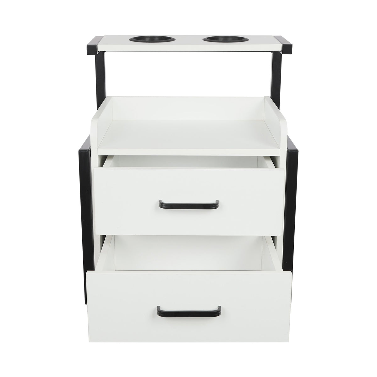 2-Drawer Wall Mounted Salon Storage Cabinet 40x30x48cm Black & White