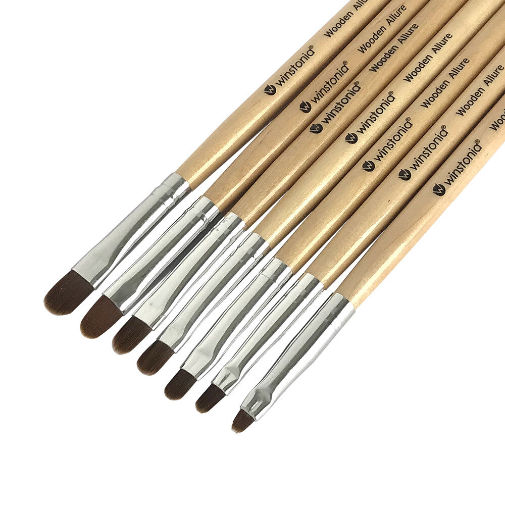 Gel Nail Brush Set - 7 Assorted Oval Nail Art Brushes for UV Gel & Poly Gel