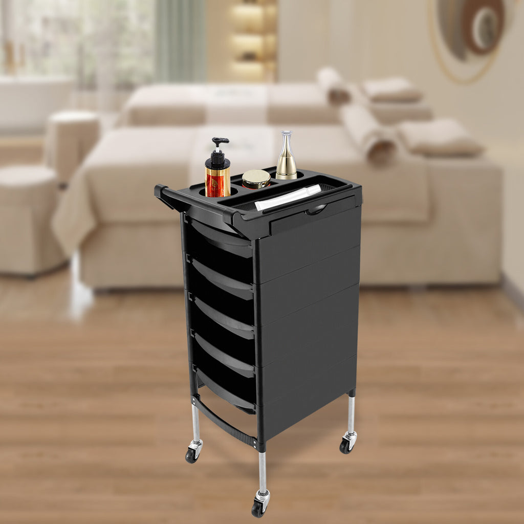 5-Drawer Mobile Salon Trolley Cart for Hair & Beauty Stylist Stations