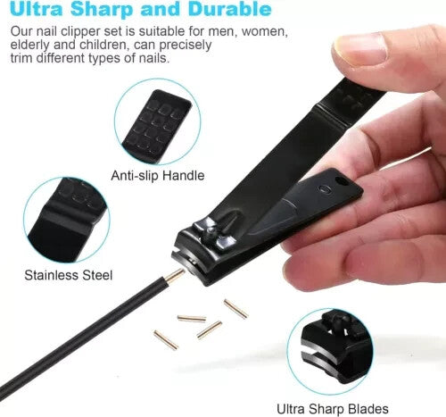 Premium Nail Clipper Set for Men and Women - 4 Pieces with Nail File & Cuticle Cutter