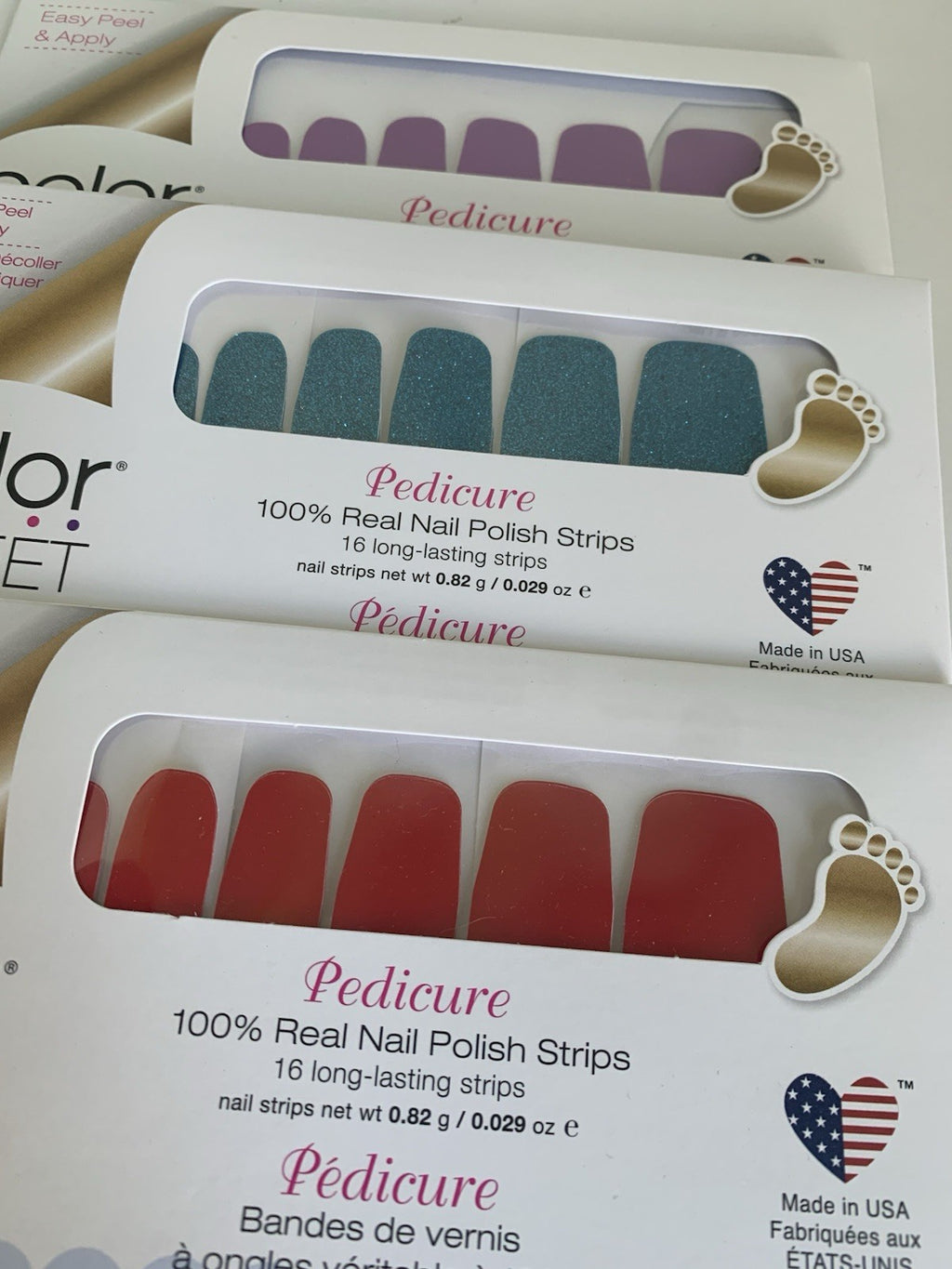 Color Street Nail Polish Strips Pedicure Set - 3 Assorted Shades