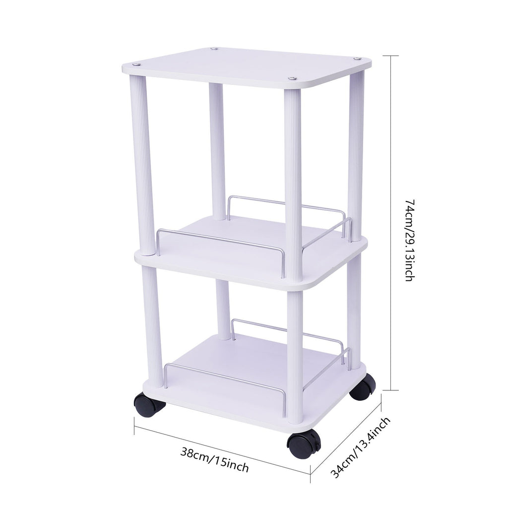 Salon Spa Beauty Equipment Storage Trolley Cart with 3 Shelves and Wheels