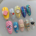Science Themed Handmade Press-On Nails Set - Back to School Charms & Unique Design