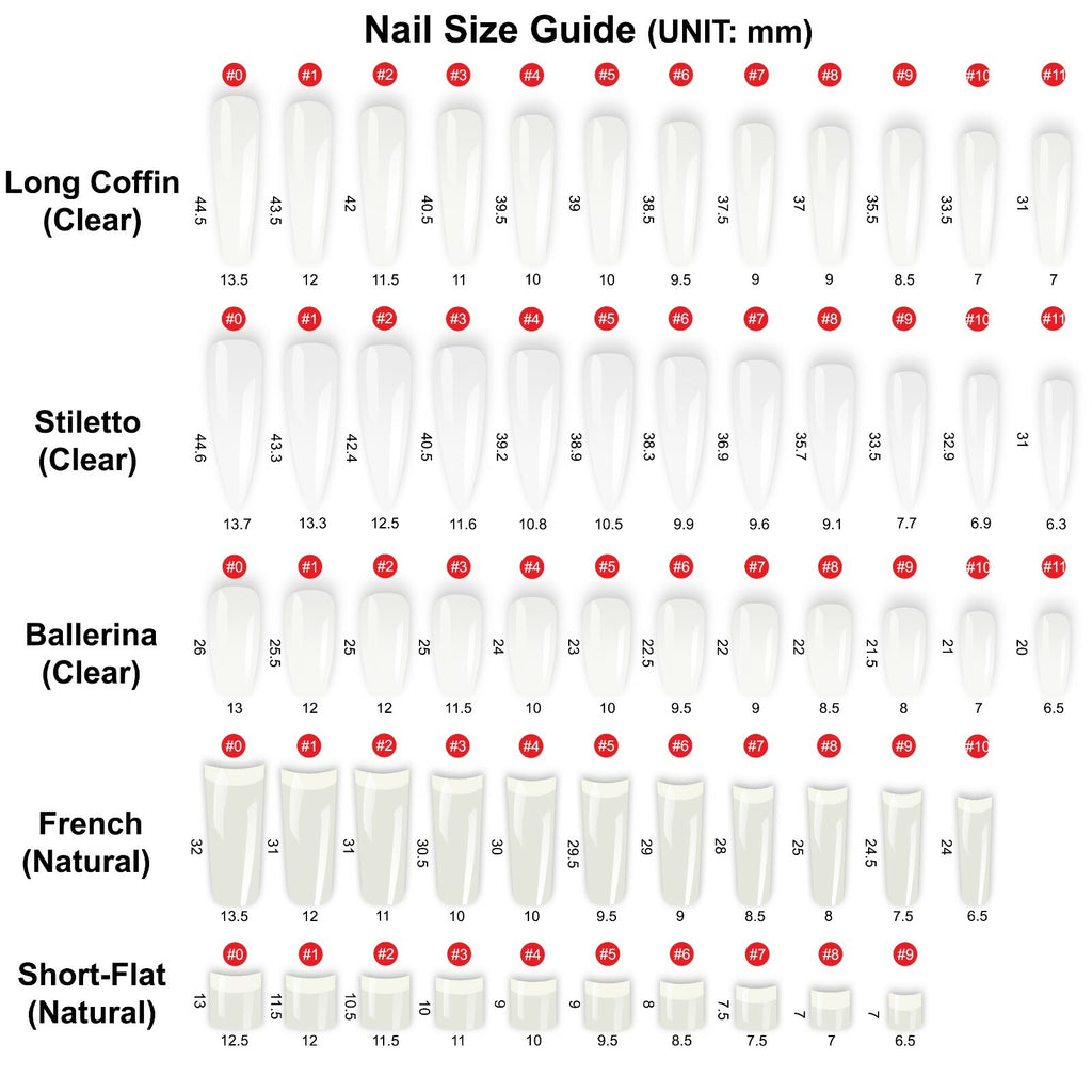 570Pcs Nail Tips Set - Press On False Nails in Coffin, Ballerina, Stiletto & French Styles