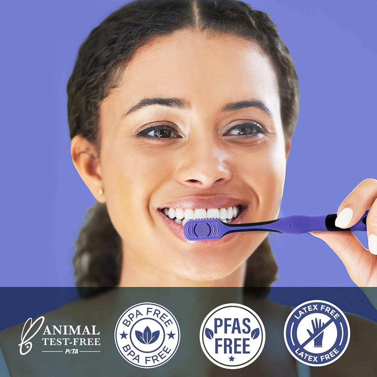 Gentle Giant Charcoal Toothbrush with Tongue Cleaner - Deep Clean & Whitening