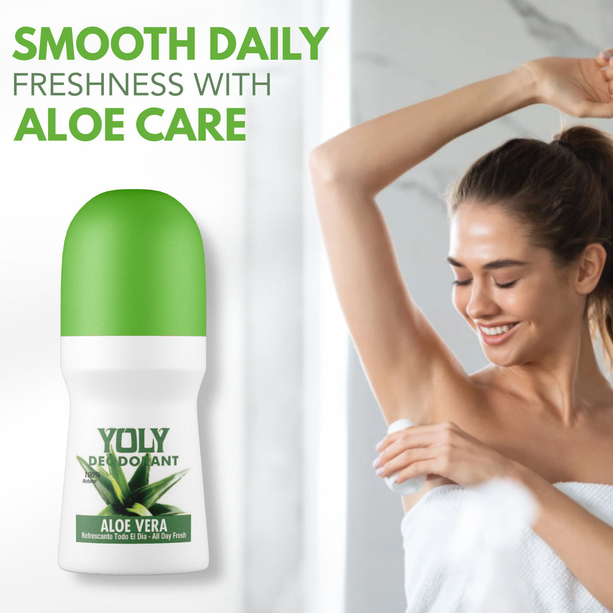 Yoly Aloe Vera Deodorant 3-Pack - Soft Refreshing, Paraben-Free
